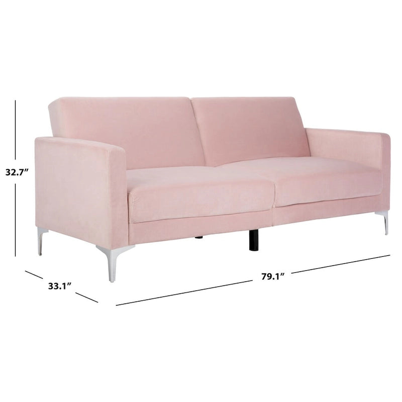 Canapé-lit futon pliable en velours contemporain avec pieds chromés
