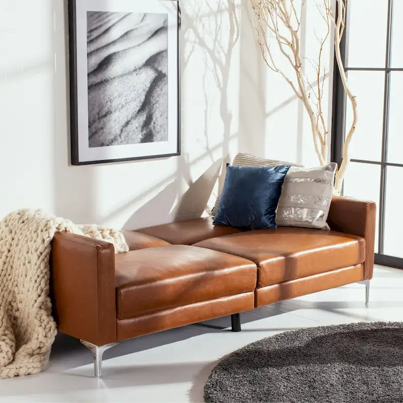 Canapé-lit futon pliable en velours contemporain avec pieds chromés