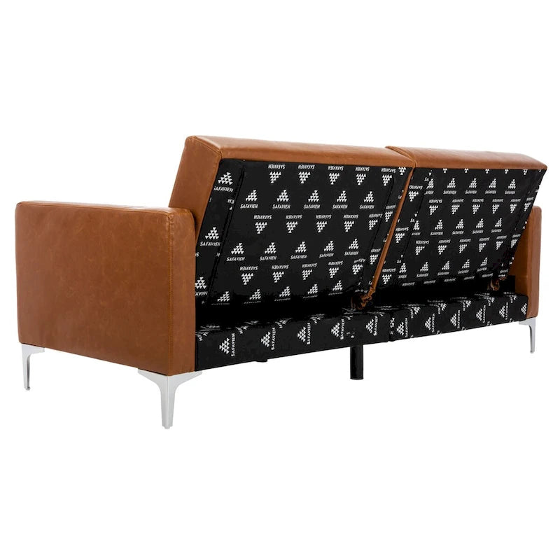 Canapé-lit futon pliable en velours contemporain avec pieds chromés