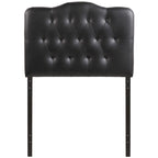 Tête de lit capitonnée en vinyle avec boutons, taille simple – Noir, hauteur réglable