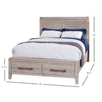 Lit de rangement rustique avec 2 tiroirs de pied de lit – Grand lit et très grand lit