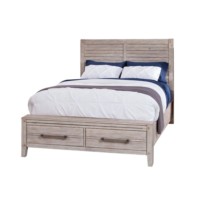 Lit de rangement rustique avec 2 tiroirs de pied de lit – Grand lit et très grand lit