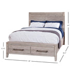 Lit de rangement rustique avec 2 tiroirs de pied de lit – Grand lit et très grand lit