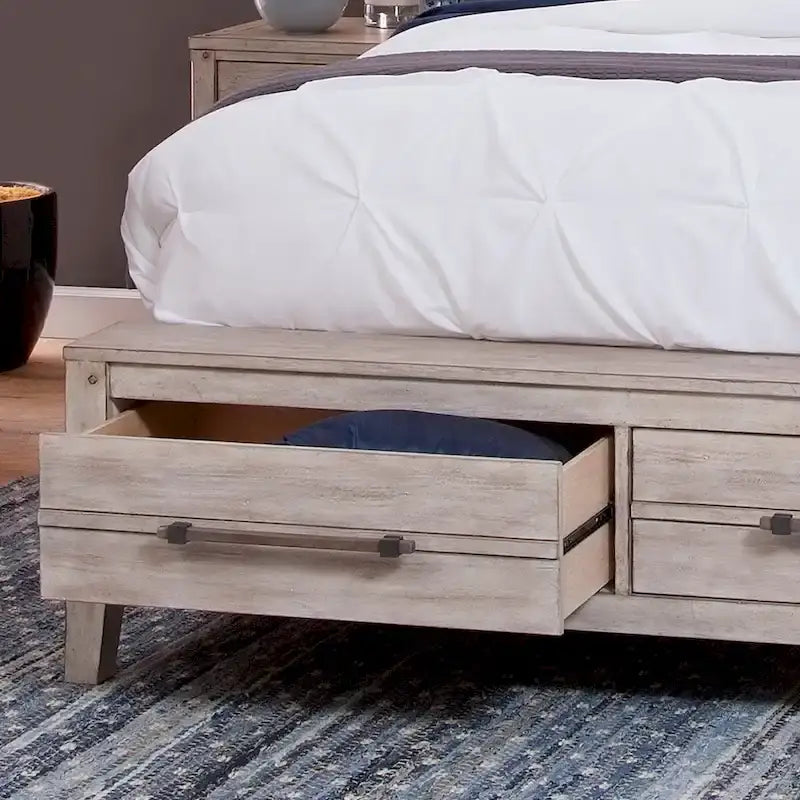 Lit de rangement rustique avec 2 tiroirs de pied de lit – Grand lit et très grand lit