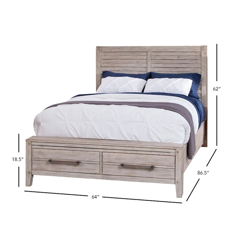 Lit de rangement rustique avec 2 tiroirs de pied de lit – Grand lit et très grand lit