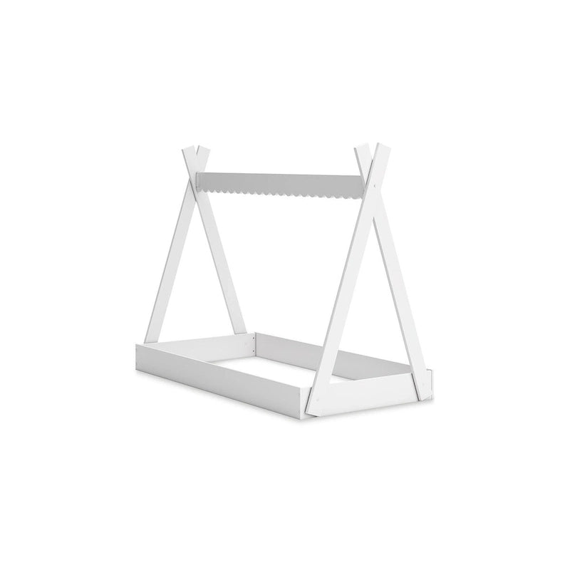 Lit cabane double blanc pour enfants – Bois composite au fini mat