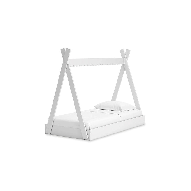 Lit cabane double blanc pour enfants – Bois composite au fini mat