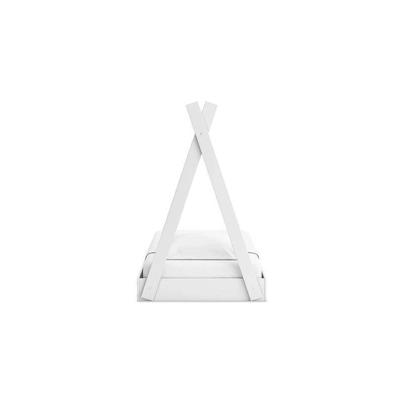 Lit cabane double blanc pour enfants – Bois composite au fini mat