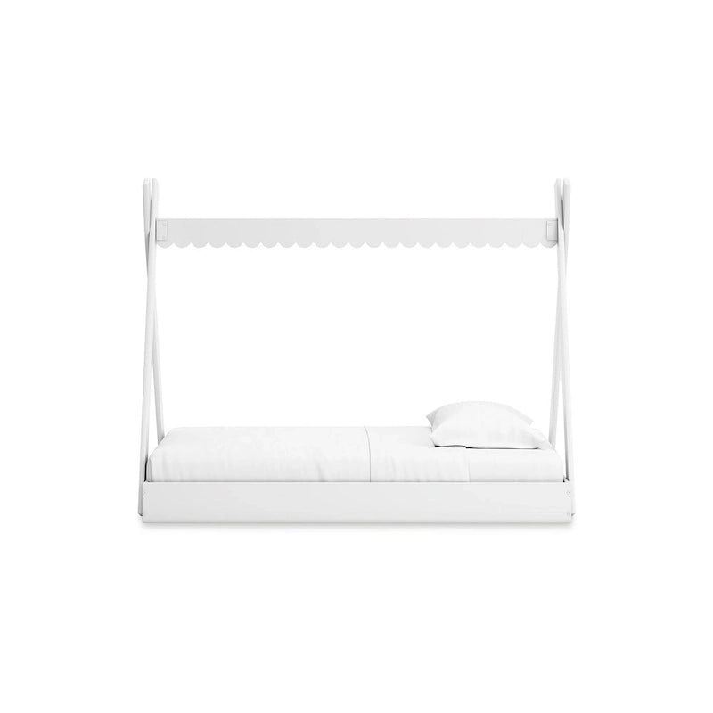 Lit cabane double blanc pour enfants – Bois composite au fini mat