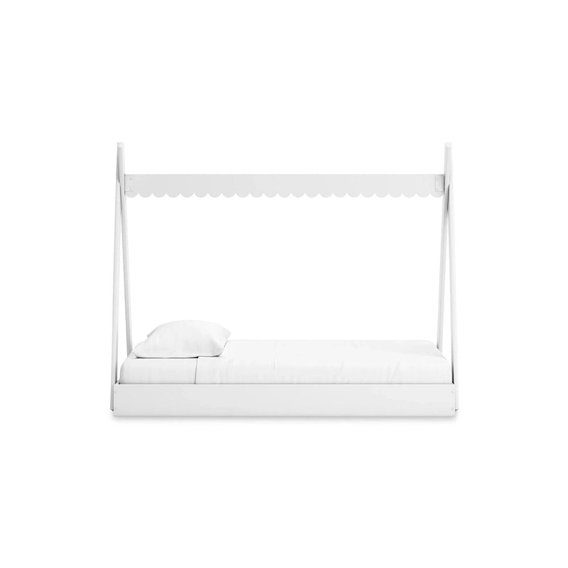 Lit cabane double blanc pour enfants – Bois composite au fini mat