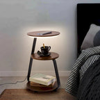 Table de Chevet Moderne avec Chargeur Sans Fil et Lumières LED