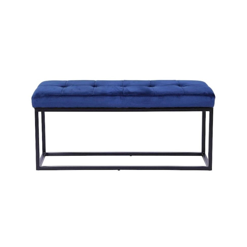 Banc à cadre en acier inoxydable noir mat avec assise en cuir PU
