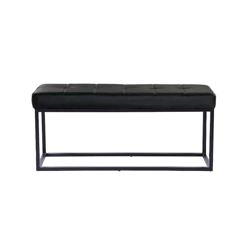 Banc à cadre en acier inoxydable noir mat avec assise en cuir PU