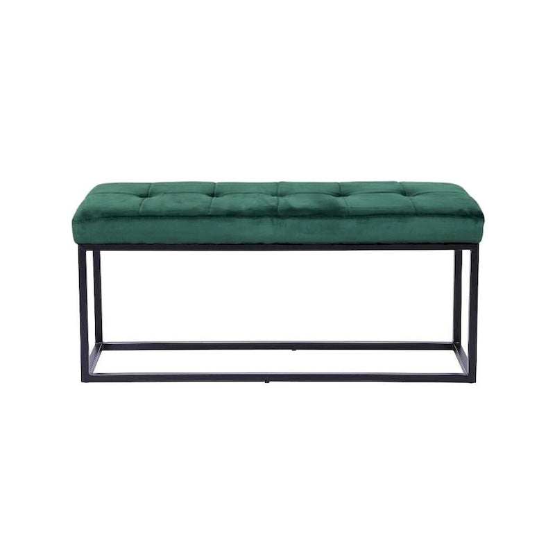 Banc à cadre en acier inoxydable noir mat avec assise en cuir PU