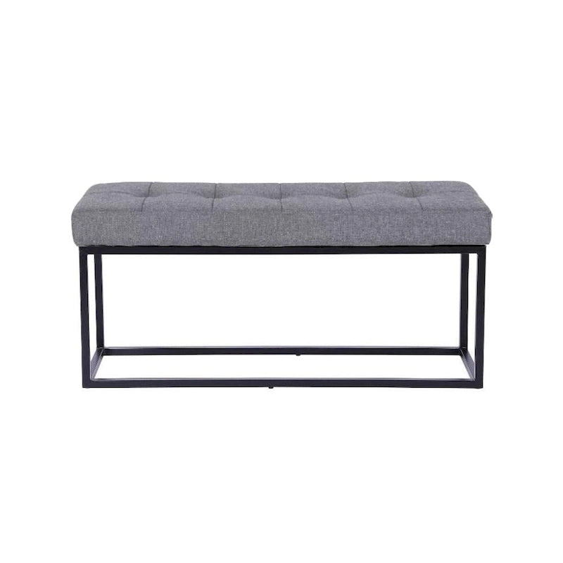 Banc à cadre en acier inoxydable noir mat avec assise en cuir PU