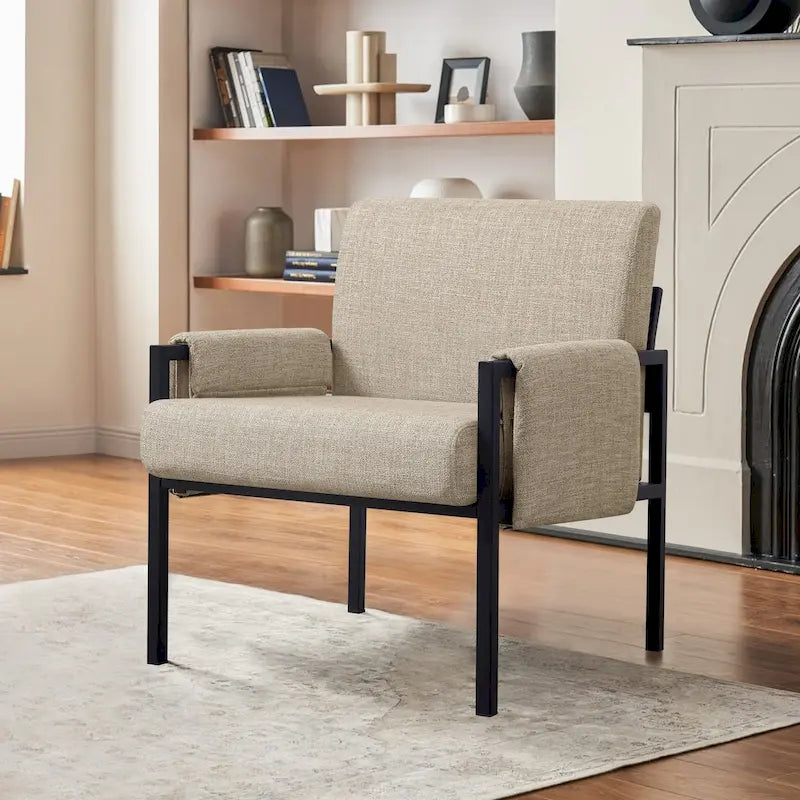 Fauteuil d'appoint rembourré avec structure métallique et éponge haute densité – 150 kg