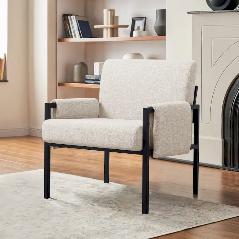 Fauteuil d'appoint rembourré avec structure métallique et éponge haute densité – 150 kg