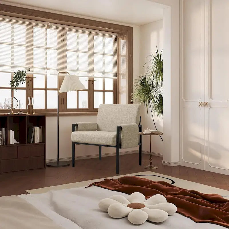 Fauteuil d'appoint rembourré avec structure métallique et éponge haute densité – 150 kg