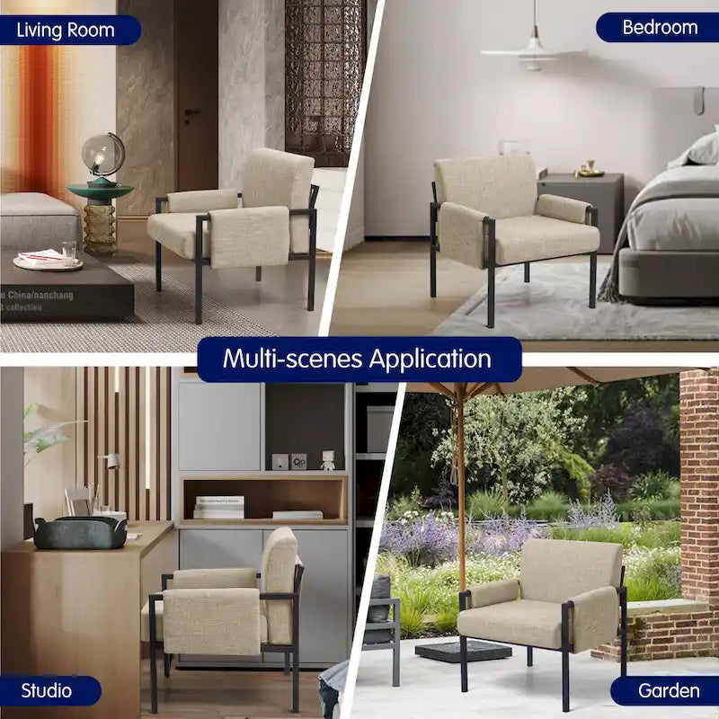 Fauteuil d'appoint rembourré avec structure métallique et éponge haute densité – 150 kg