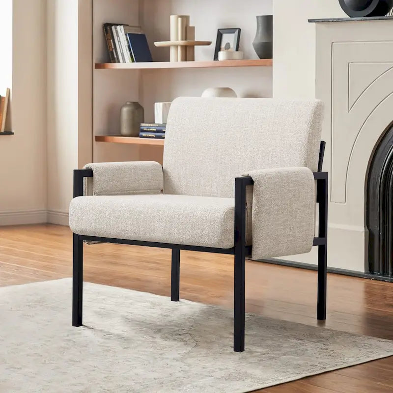 Fauteuil d'appoint rembourré avec structure métallique et éponge haute densité – 150 kg