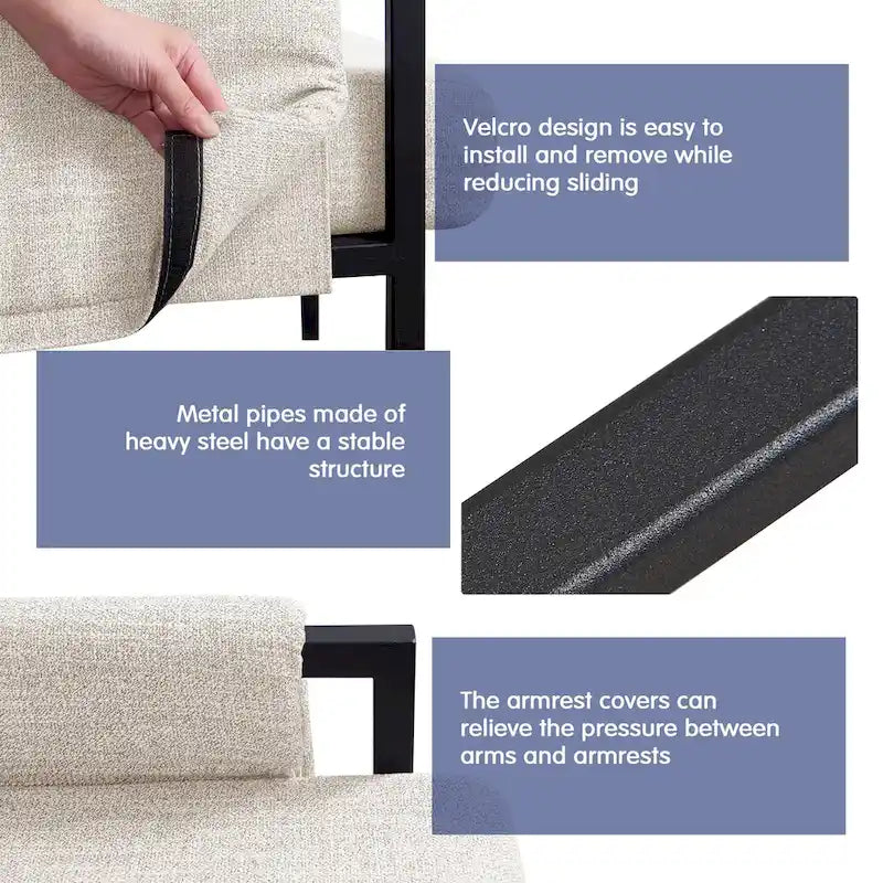 Fauteuil d'appoint rembourré avec structure métallique et éponge haute densité – 150 kg