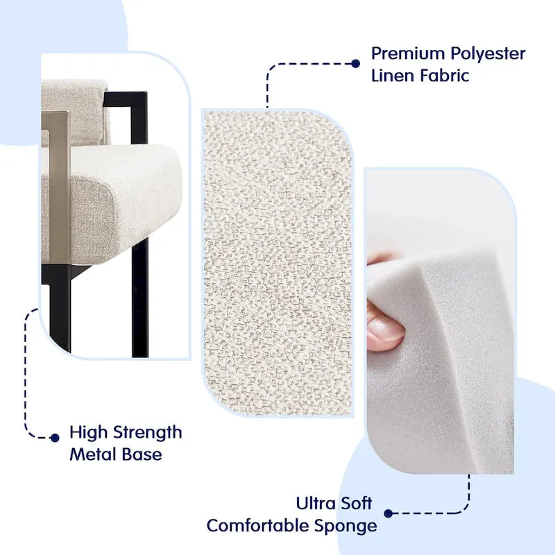 Fauteuil d'appoint rembourré avec structure métallique et éponge haute densité – 150 kg