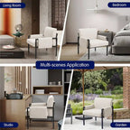 Fauteuil d'appoint rembourré avec structure métallique et éponge haute densité – 150 kg