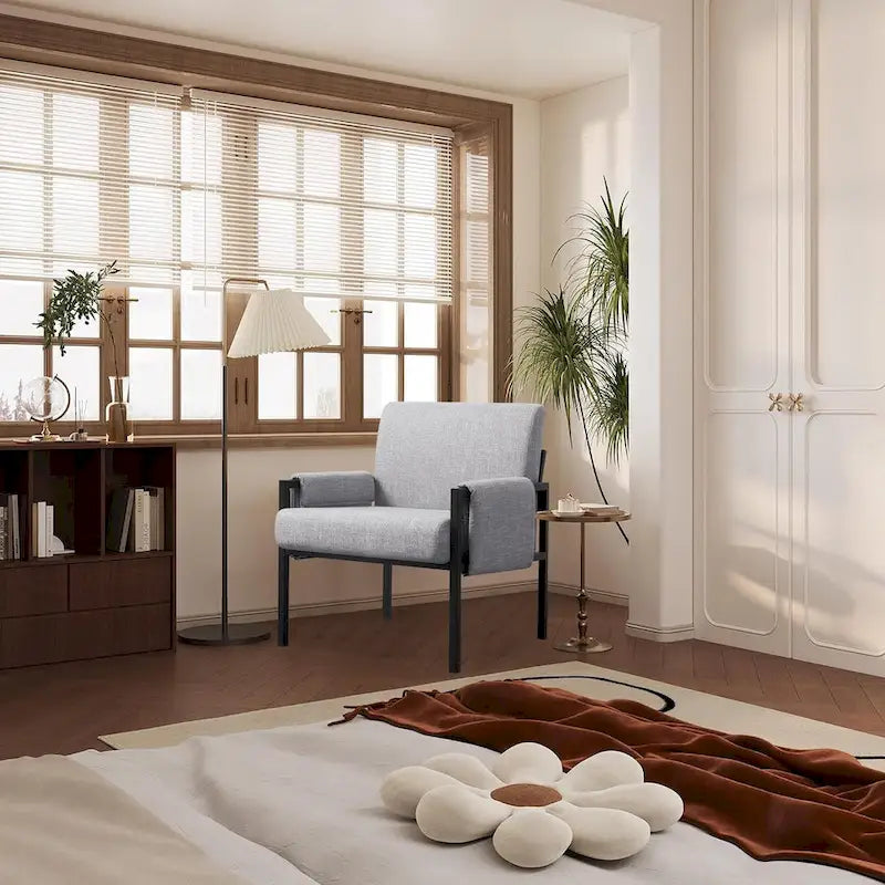 Fauteuil d'appoint rembourré avec structure métallique et éponge haute densité – 150 kg
