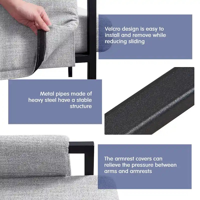Fauteuil d'appoint rembourré avec structure métallique et éponge haute densité – 150 kg