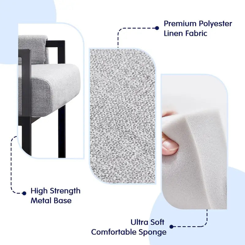 Fauteuil d'appoint rembourré avec structure métallique et éponge haute densité – 150 kg