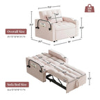 Canapé-lit convertible 3-en-1 avec port USB et porte-gobelet