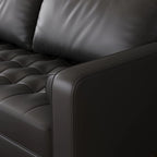 Canapé en similicuir de 70,1 po avec assise capitonnée et pieds coniques