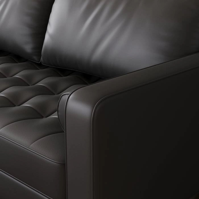 Canapé en similicuir de 70,1 po avec assise capitonnée et pieds coniques