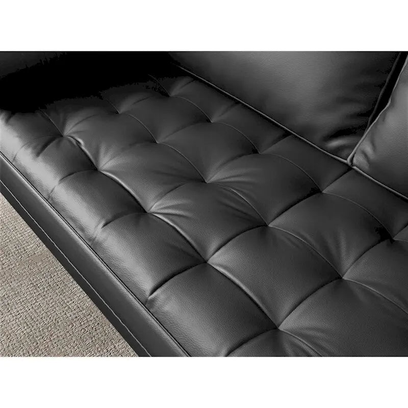 Canapé en similicuir de 70,1 po avec assise capitonnée et pieds coniques