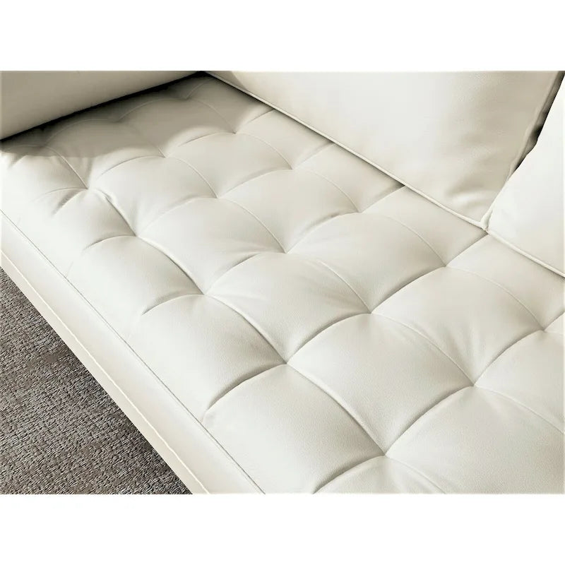 Canapé en similicuir de 70,1 po avec assise capitonnée et pieds coniques