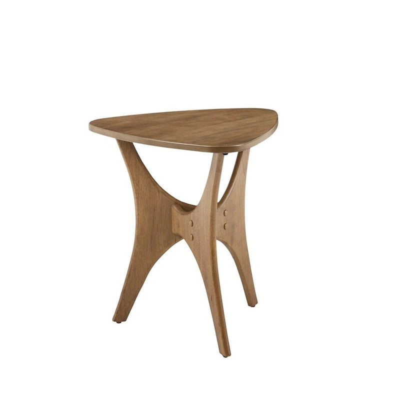 Table d'appoint latérale en bois triangulaire – Table d'appoint moderne du milieu du siècle, finition orme