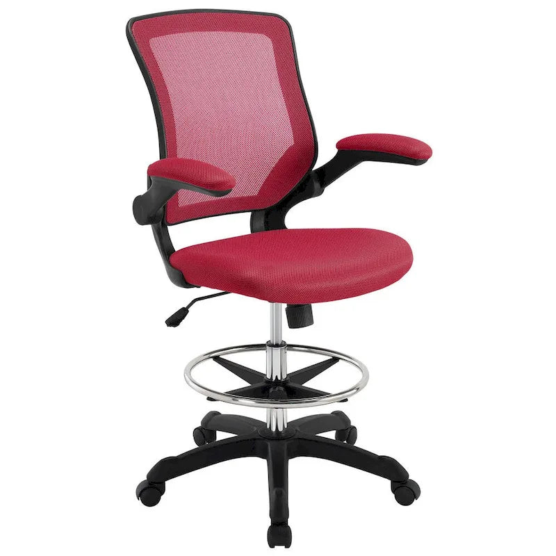 Chaise de dessinateur réglable en hauteur avec dossier en maille et roulettes
