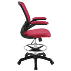 Chaise de dessinateur réglable en hauteur avec dossier en maille et roulettes