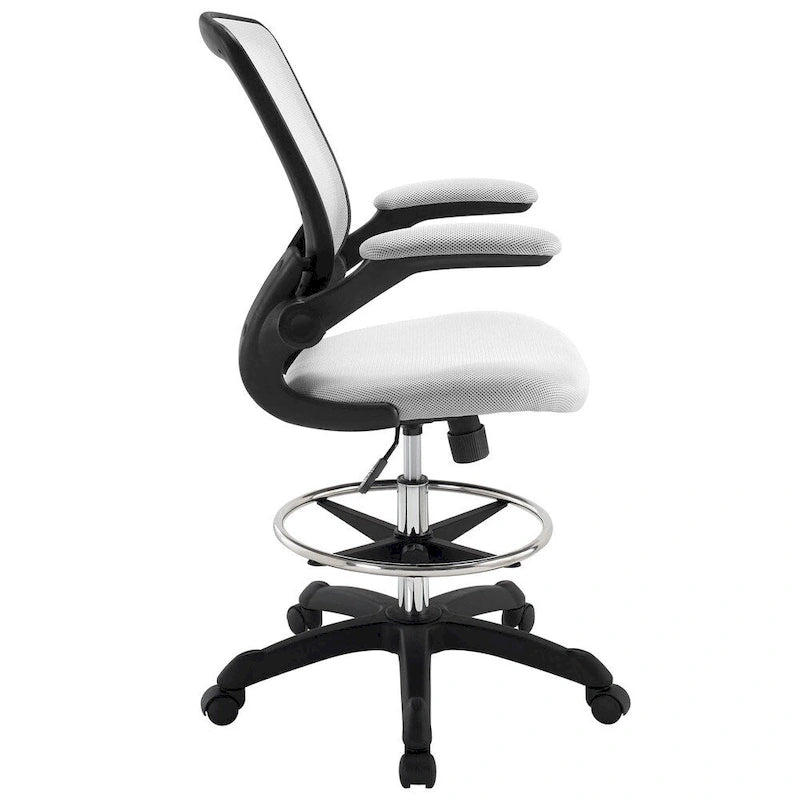 Chaise de dessinateur réglable en hauteur avec dossier en maille et roulettes