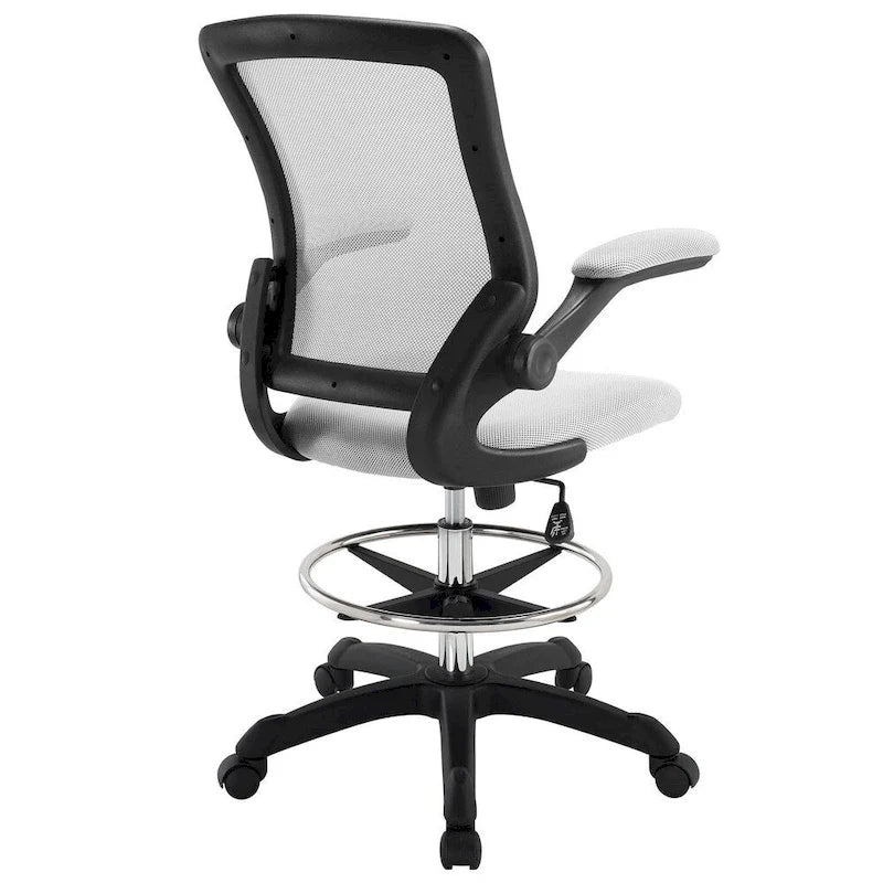 Chaise de dessinateur réglable en hauteur avec dossier en maille et roulettes