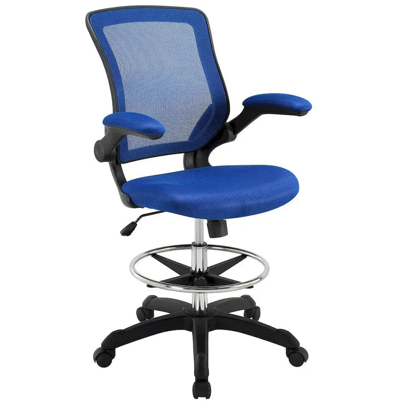 Chaise de dessinateur réglable en hauteur avec dossier en maille et roulettes