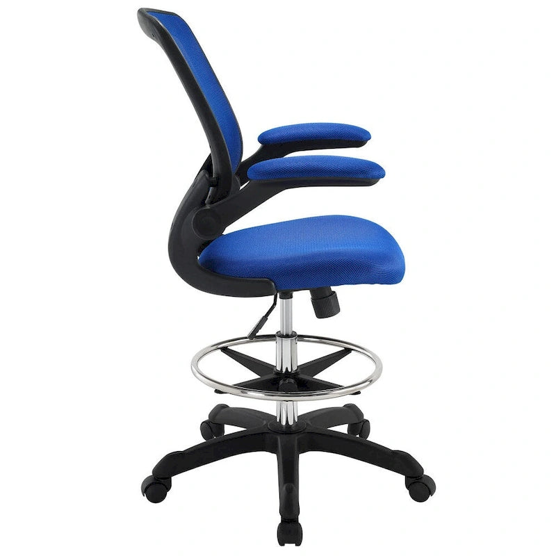 Chaise de dessinateur réglable en hauteur avec dossier en maille et roulettes