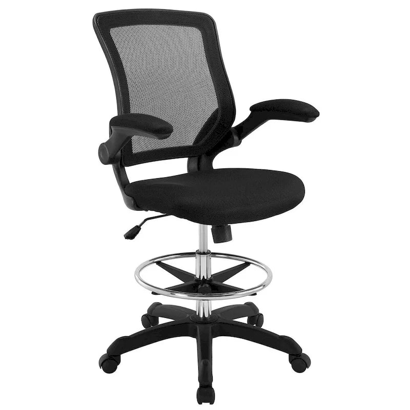 Chaise de dessinateur réglable en hauteur avec dossier en maille et roulettes