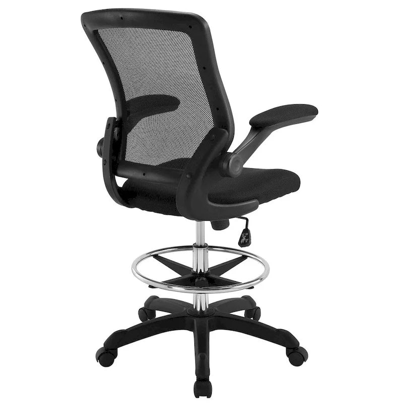 Chaise de dessinateur réglable en hauteur avec dossier en maille et roulettes