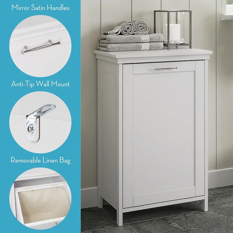 Meuble à linge inclinable blanc avec sac en tissu amovible