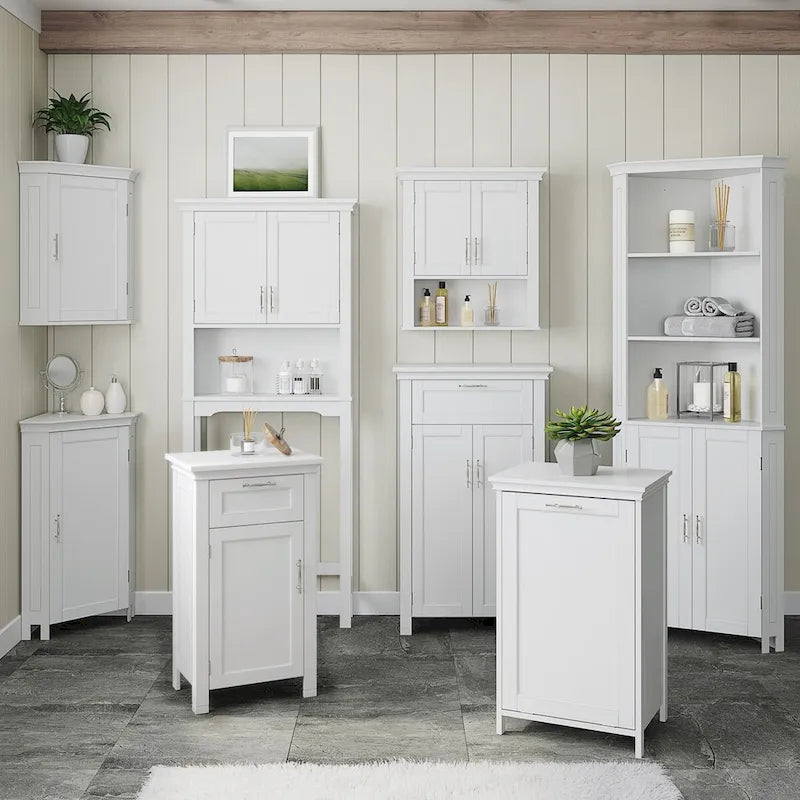 Meuble à linge inclinable blanc avec sac en tissu amovible