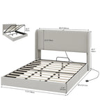 Cadre de lit de rangement à vérins hydrauliques avec ports USB/Type-C – 499 kg